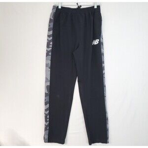 New Balance Men's Pants Lrg Track Lined Lightweight Running Black Camo Ankle Zip